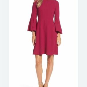 Eliza J Magenta Bell Sleeve Dress